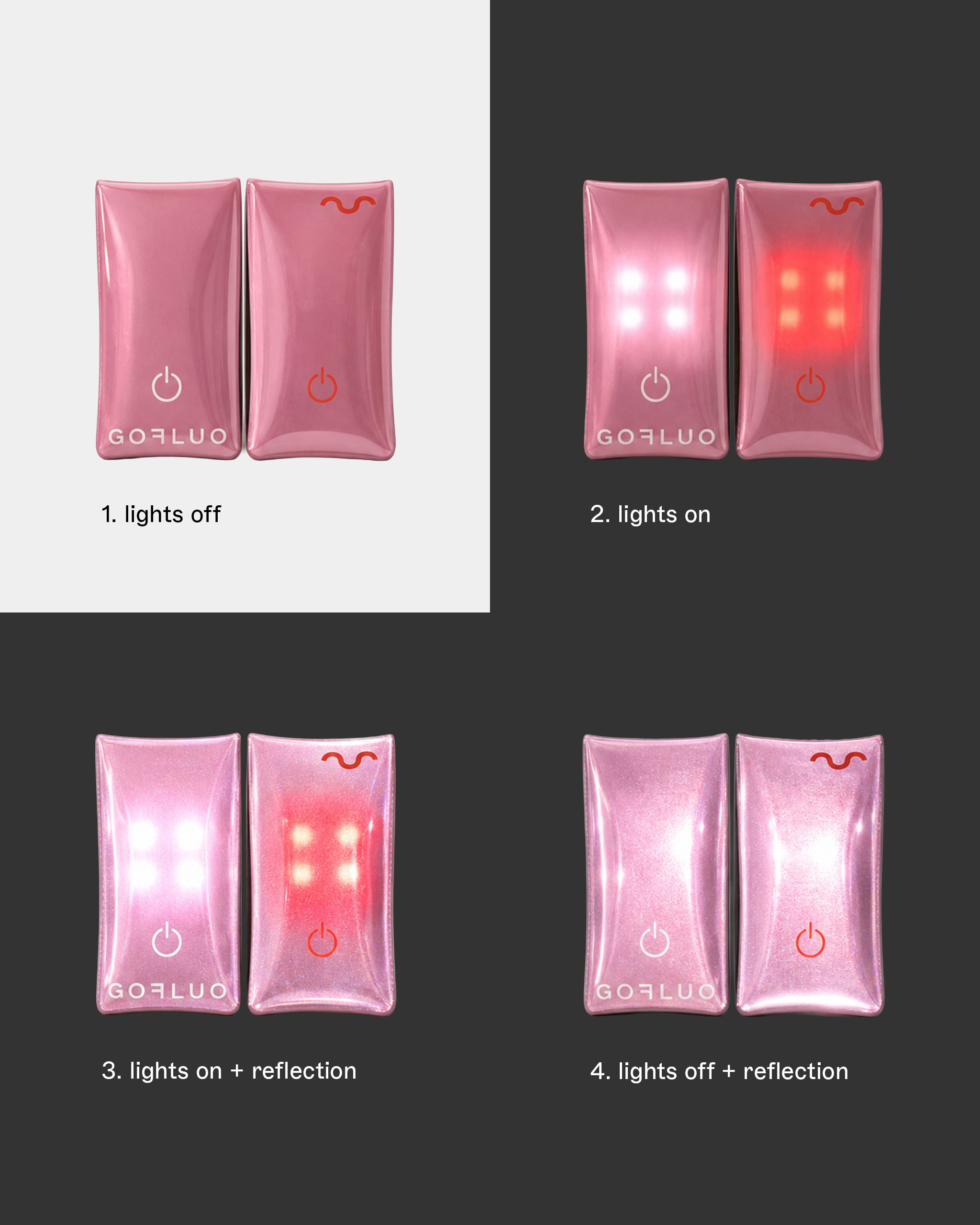 GoFluo | Pulse | reflektierendes Set mit zwei Lichtern | Multi coral reflective