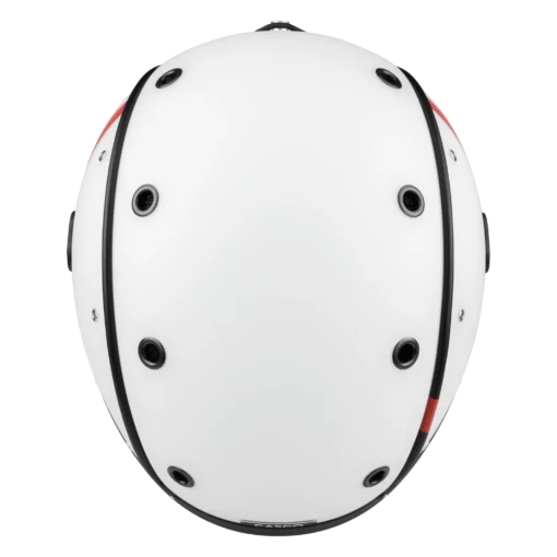 Weiße Oberseite des Casco SP-3 Spectre Skihelms mit schwarzen Belüftungsöffnungen und umlaufenden schwarzen Zierlinien.