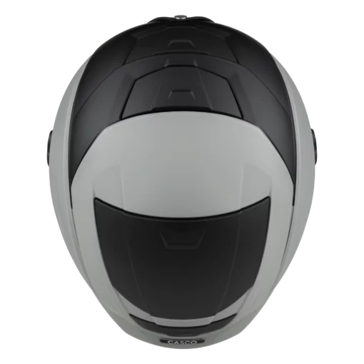 Obere Draufsicht des Casco SP-5 Skihelms in Grau mit anthrazitfarbenen Belüftungssegmenten.